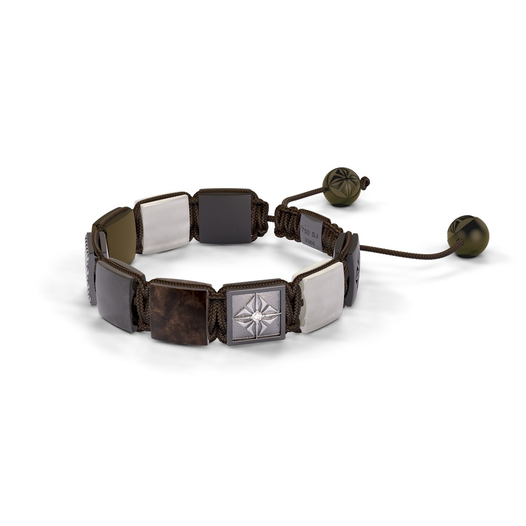 Shamballa Jewels - Black Gold Champagne Diamond, Brown Sapphire, Grey Sapphire, Grey Moonstone & Ceramic 10mm Lock Bracelet - - Frost Fratelli (Right View)