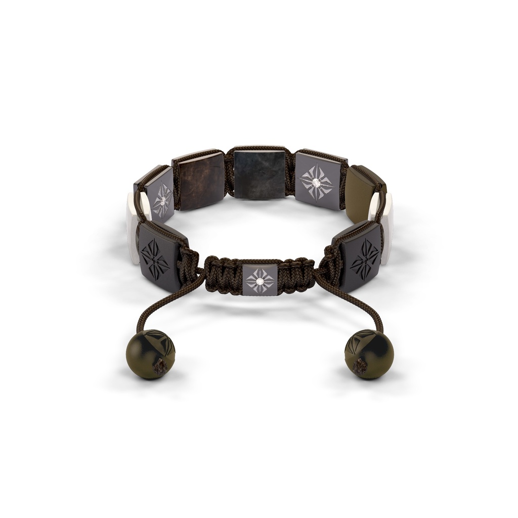 Shamballa Jewels - Black Gold Champagne Diamond, Brown Sapphire, Grey Sapphire, Grey Moonstone & Ceramic 10mm Lock Bracelet - - Frost Fratelli (Back View)
