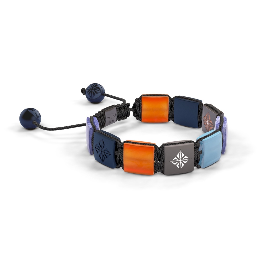 Shamballa Jewels - Black Gold & Rose Gold Champagne Diamond, Tanzanite, Aquamarine, Carnelian & Ceramic 10mm Lock Bracelet - - Frost Fratelli (Left View)