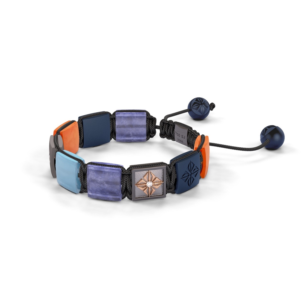 Shamballa Jewels - Black Gold & Rose Gold Champagne Diamond, Tanzanite, Aquamarine, Carnelian & Ceramic 10mm Lock Bracelet - - Frost Fratelli (Right View)