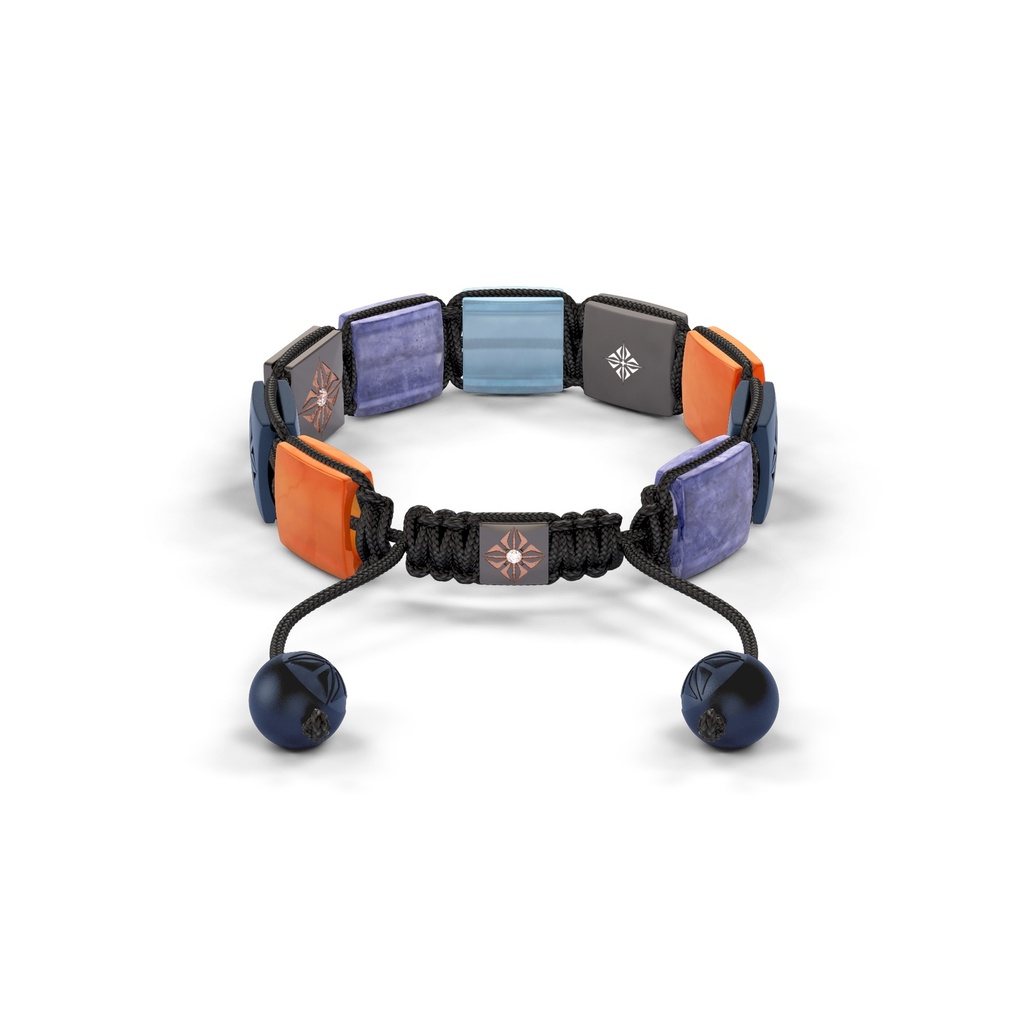 Shamballa Jewels - Black Gold & Rose Gold Champagne Diamond, Tanzanite, Aquamarine, Carnelian & Ceramic 10mm Lock Bracelet - - Frost Fratelli (Back View)