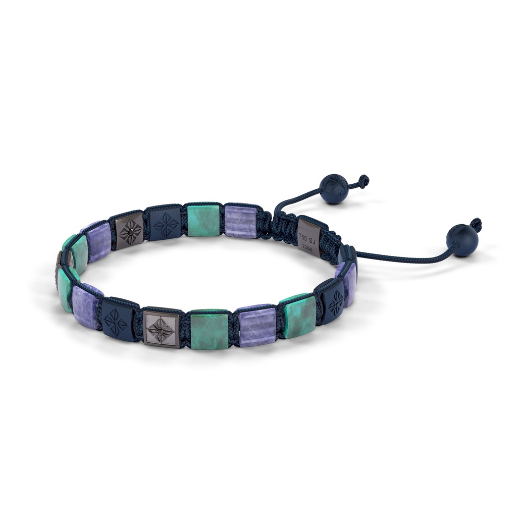 Shamballa Jewels - Black Gold Black Diamond, Turquoise, Tanzanite & Ceramic 6mm Lock Bracelet - - Frost Fratelli (Right View)