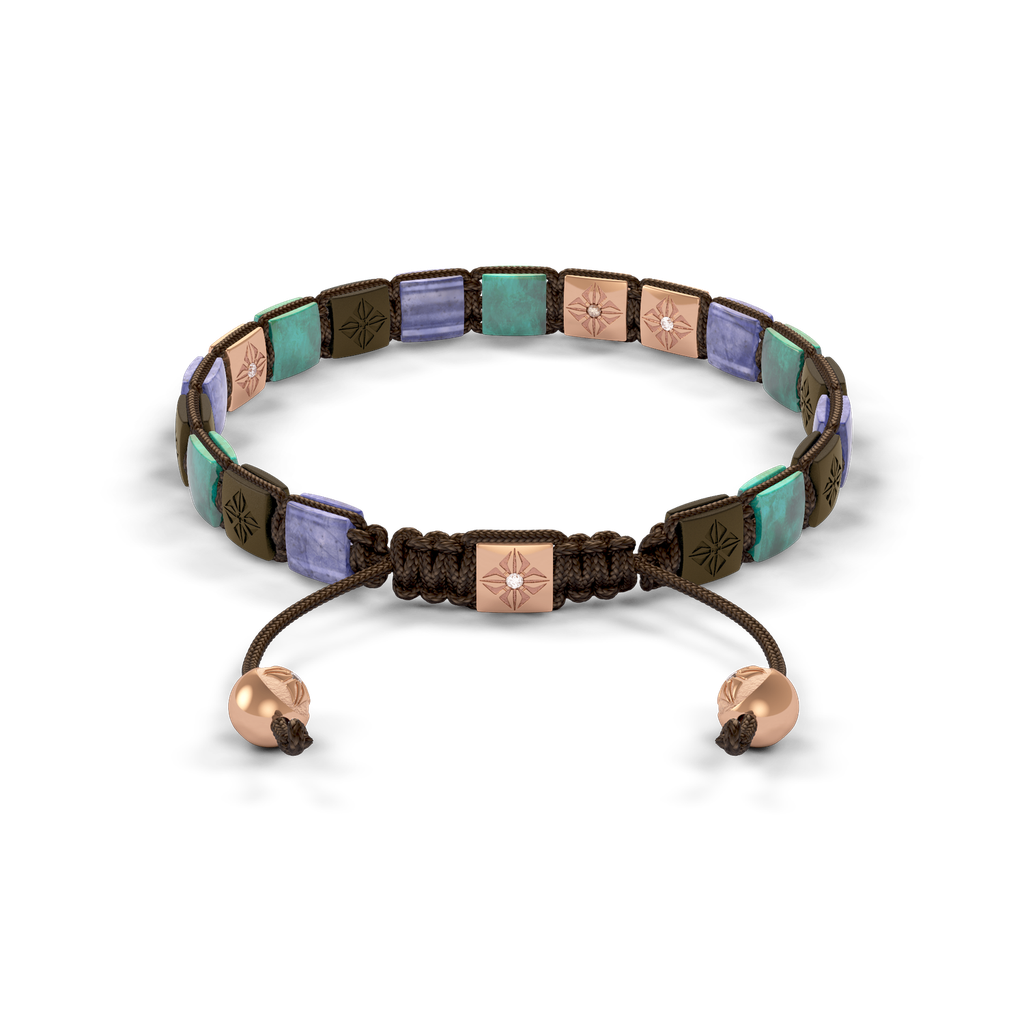Shamballa Jewels - Rose Gold Champagne Diamond, Tanzanite, Turquoise & Ceramic 6mm Lock Bracelet - D242545 - Frost Fratelli #2