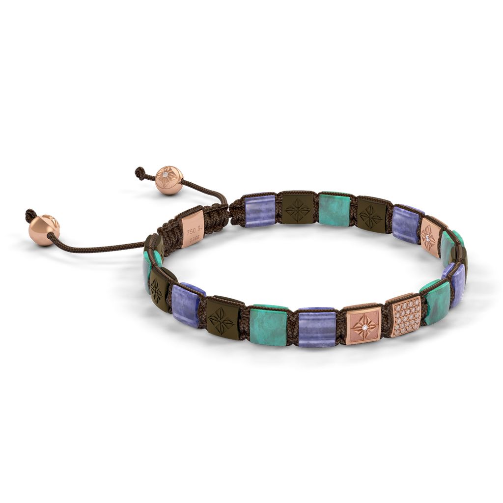 Shamballa Jewels - Rose Gold Champagne Diamond, Tanzanite, Turquoise & Ceramic 6mm Lock Bracelet - D242545 - Frost Fratelli #3
