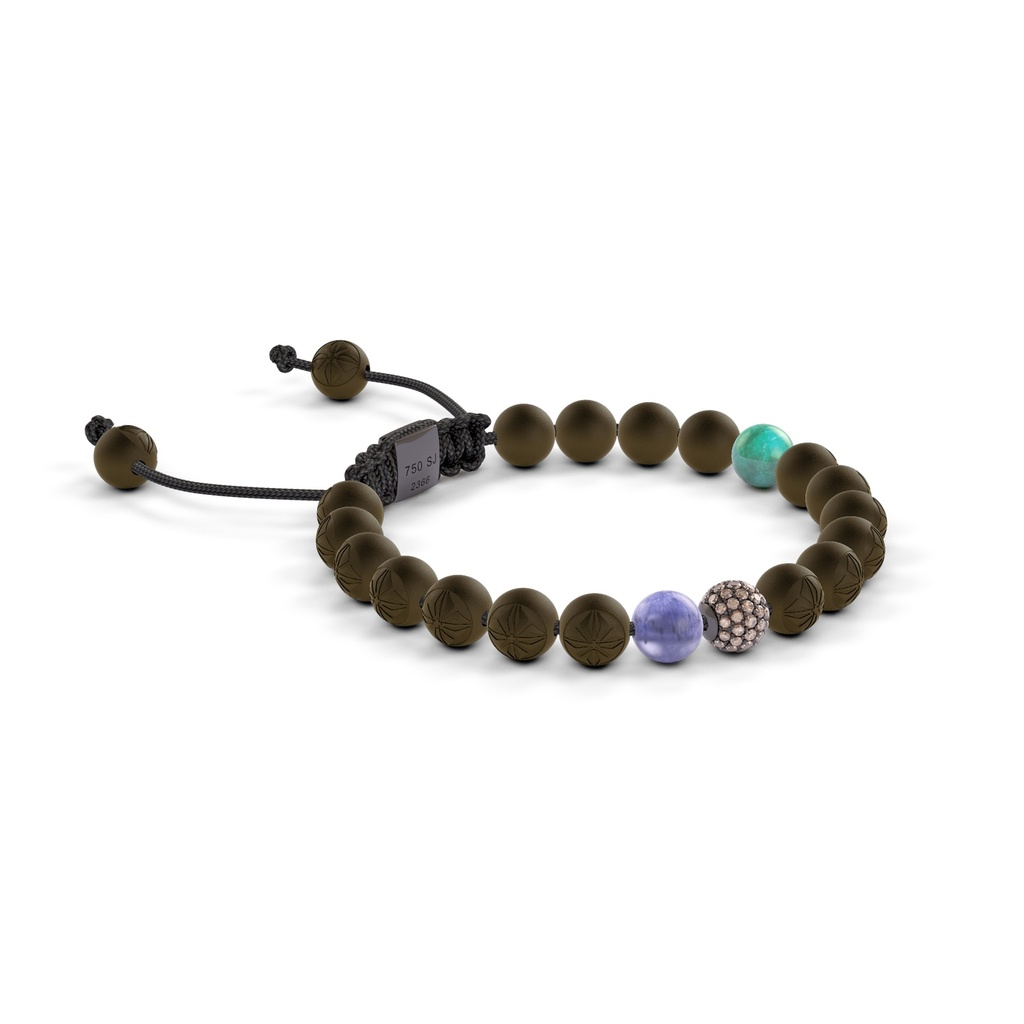 Shamballa Jewels - Black Gold & Rose Gold Champagne Diamond, Tanzanite, Turquoise & Ceramic 6mm Lock Bracelet - - Frost Fratelli (Left View)