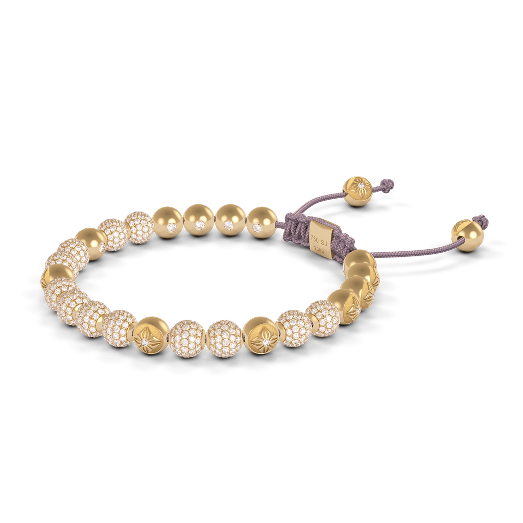 Shamballa Jewels - Yellow Gold White Diamond 6mm Non-Braided Bracelet - D244918 - Frost Fratelli