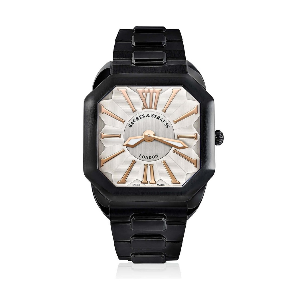 Berkeley W1 Black Steel Watch Blue Dial With Rose Roman Numerals Watch - W1.PM.BLRR - Frost Fratelli #2