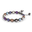 Shamballa Jewels - Black Gold & White Gold Tanzanite, Aquamarine, Malachite, Grey Moonstone, Amethyst, Brown Moonstone & Yellow Diamond 8mm Braided Bracelet - D253517 - Frost Fratelli