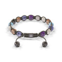 Shamballa Jewels - Black Gold & White Gold Tanzanite, Aquamarine, Malachite, Grey Moonstone, Amethyst, Brown Moonstone & Yellow Diamond 8mm Braided Bracelet - D253517 - Frost Fratelli #2