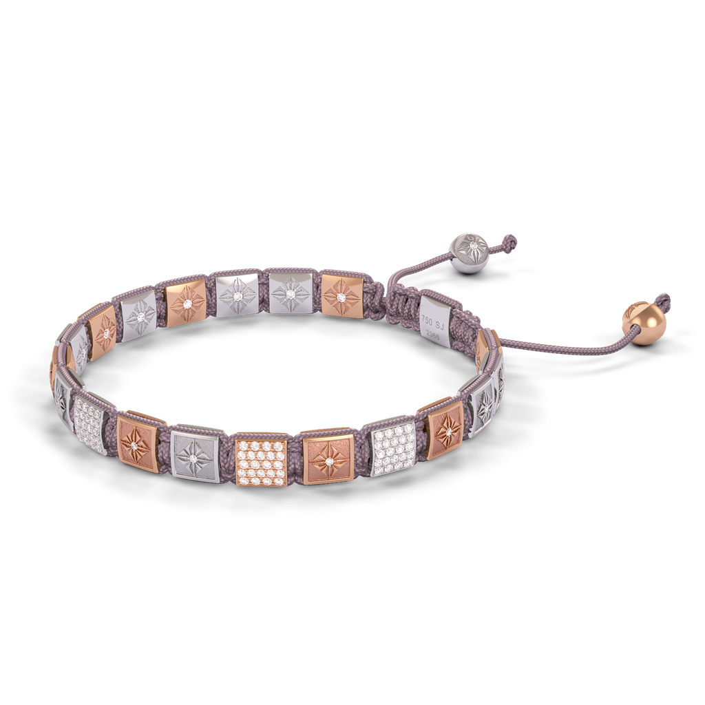 Shamballa Jewels - White Gold & Rose Gold White Diamond 6mm Lock Bracelet - D253670 - Frost Fratelli