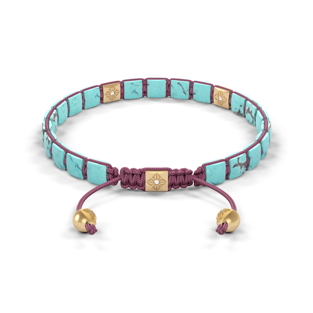 Shamballa Jewels - Yellow Gold White Diamond & Turquoise 6mm Lock Bracelet - D253996 - Frost Fratelli #2