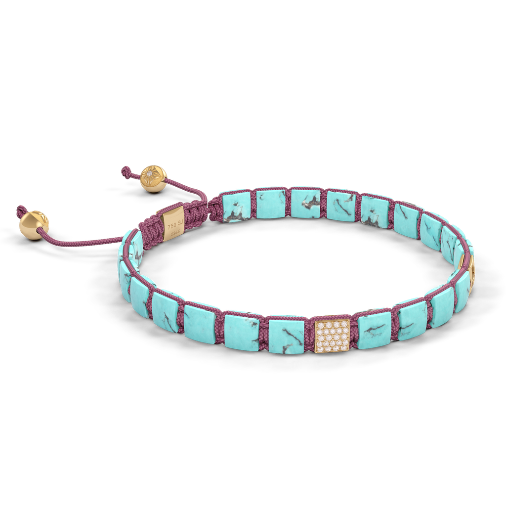 Shamballa Jewels - Yellow Gold White Diamond & Turquoise 6mm Lock Bracelet - D253996 - Frost Fratelli #3