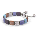 Shamballa Jewels - Black Gold & White Gold White Diamond, Aquamarine, Tanzanite, Grey Moonstone, Amethyst & Brown Moonstone 10mm Lock Bracelet - D253520 - Frost Fratelli