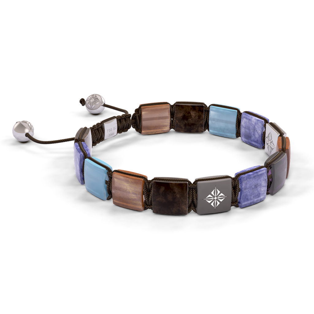 Shamballa Jewels - White Gold White Diamond, Aquamarine, Tanzanite, Brown Sapphire, Amethyst & Brown Moonstone 10mm Lock Bracelet - D253522 - Frost Fratelli #3
