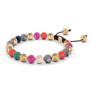 Shamballa Jewels - Yellow Gold White Diamond, Emerald, Coral, Pink Greenland Sapphire, Turquoise, Blue Sapphire & Yellow Opal 8mm Non-Braided Bracelet - D252551 - Frost Fratelli