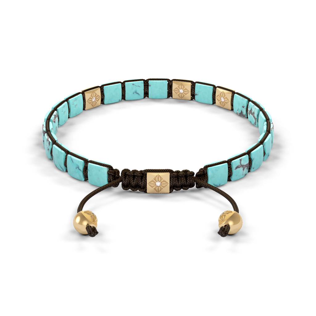 Shamballa Jewels - Yellow Gold White Diamond & Turquoise 6mm Lock Bracelet - D252475 - Frost Fratelli #2