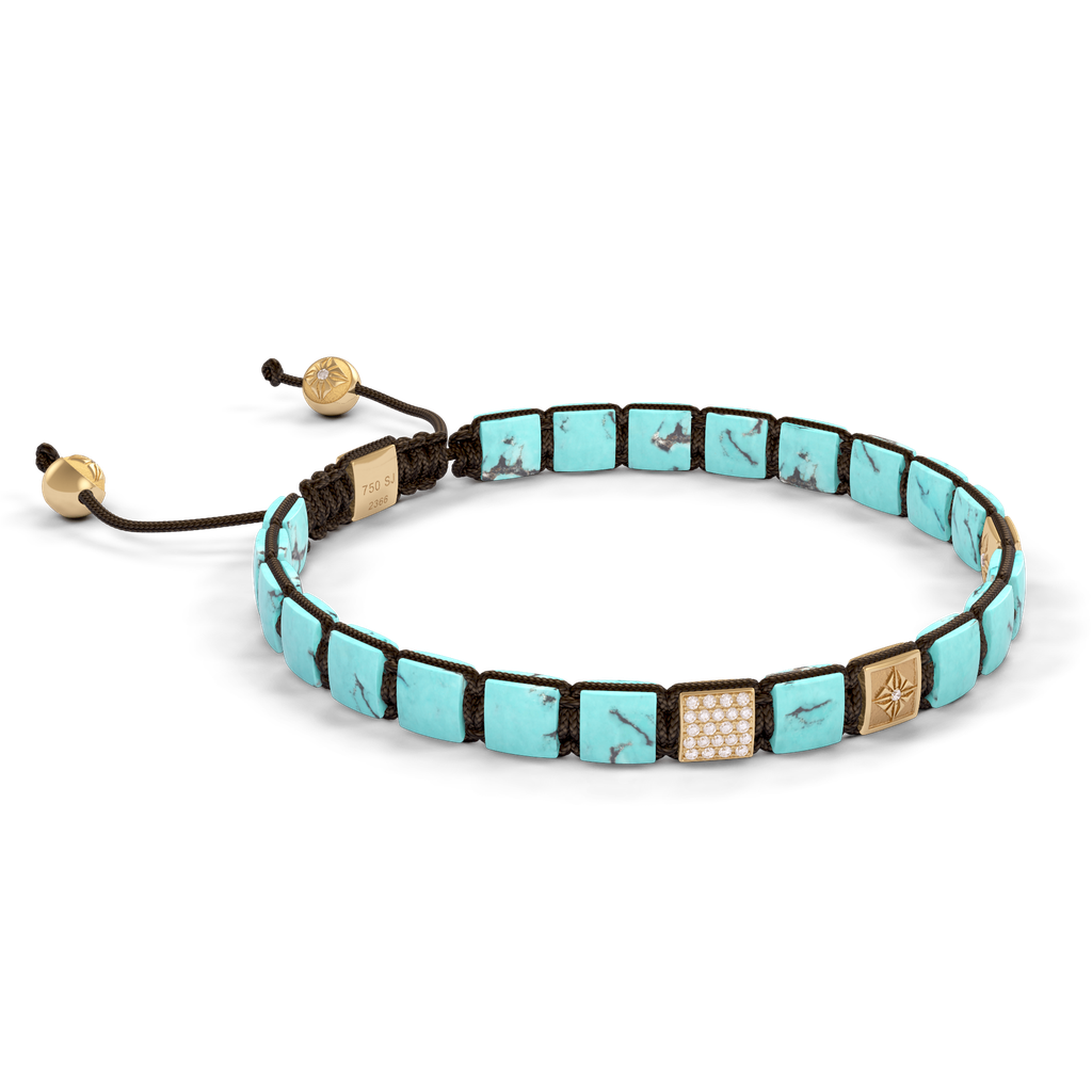 Shamballa Jewels - Yellow Gold White Diamond & Turquoise 6mm Lock Bracelet - D252475 - Frost Fratelli #3