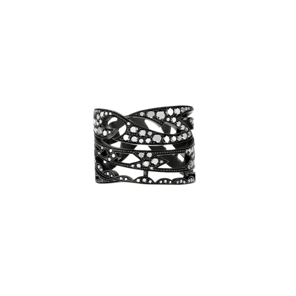 Akillis Black Gold Tattoo Black Diamond Ring