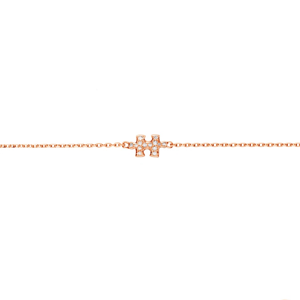 Akillis Rose Gold Mini Puzzle Diamond Chain Bracelet BMP0006-NS-15cm