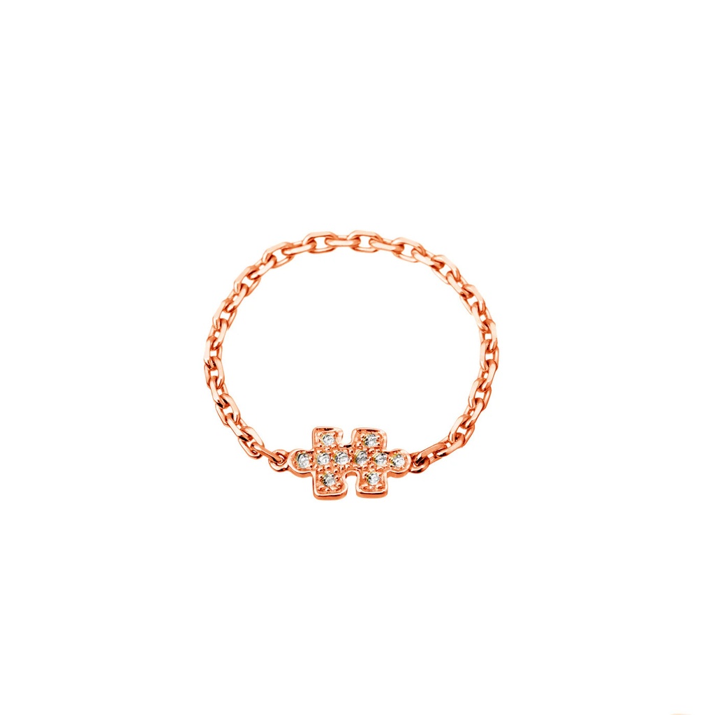 Akillis Rose Gold Mini Puzzle Diamond Chain Ring