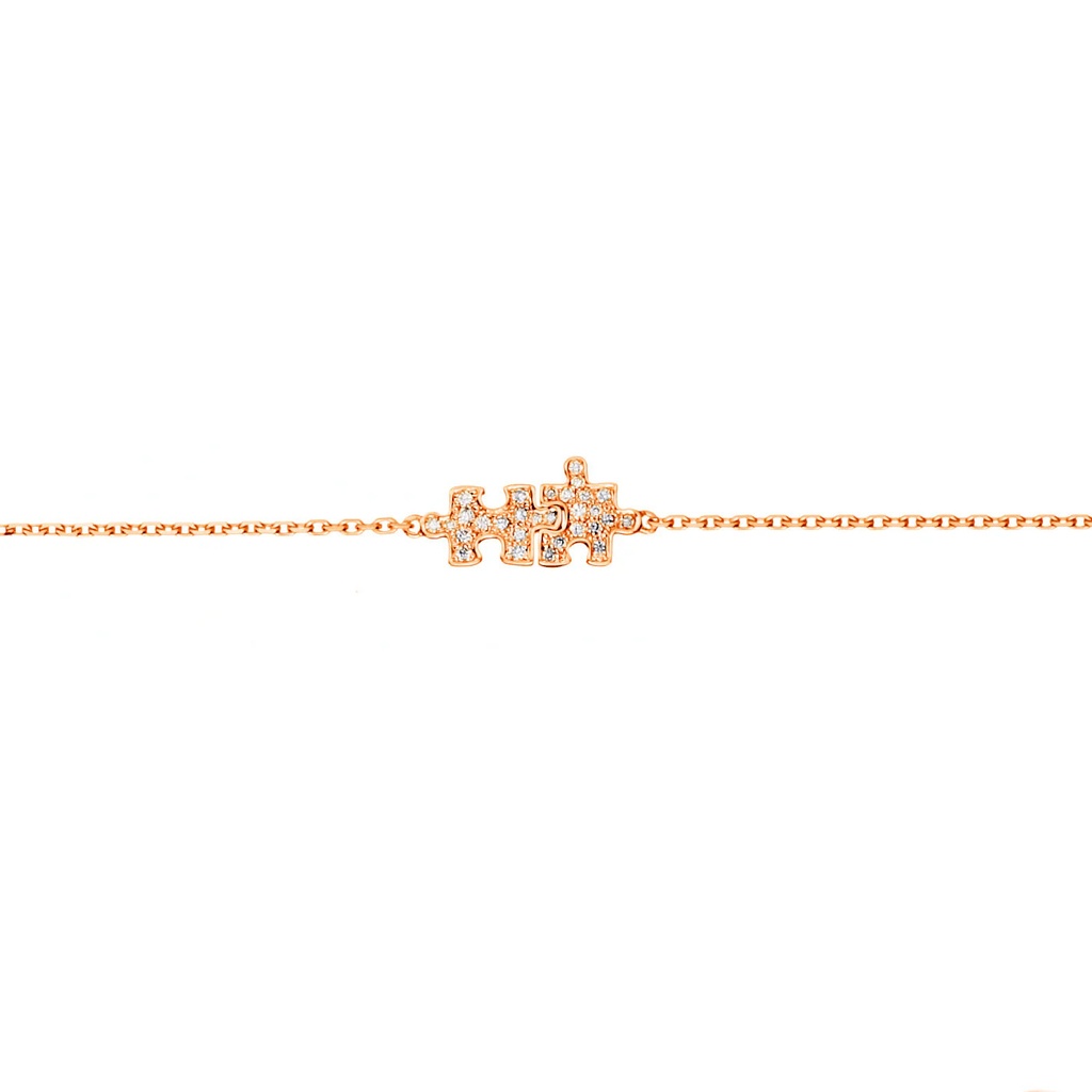 Akillis Rose Gold Mini Puzzle Duo Diamond Chain Bracelet BMP0015-NS-15cm