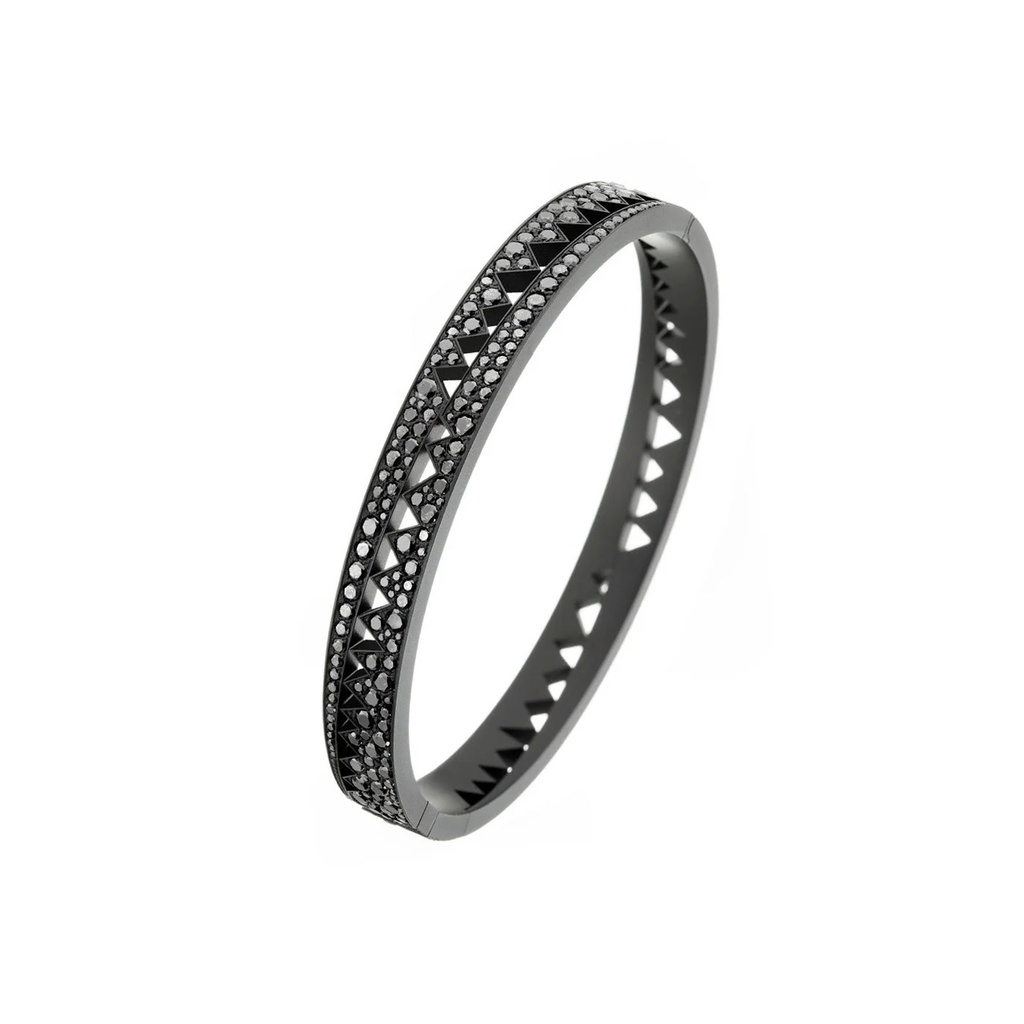 Akillis Titanium Capture Me Black Diamond Bangle Bracelet