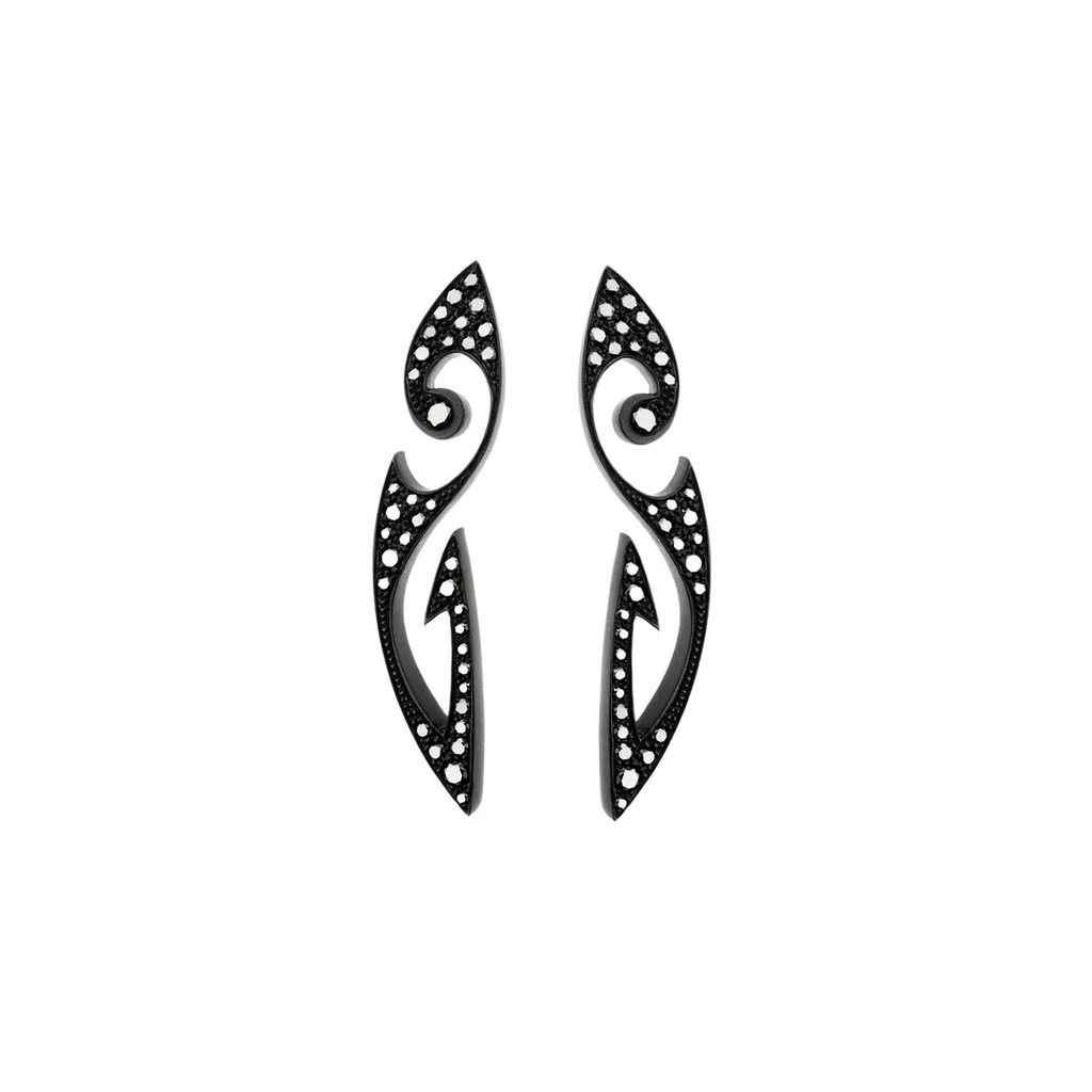 Akillis Titanium Tattoo Black Diamond Earrings ETA0004-NS