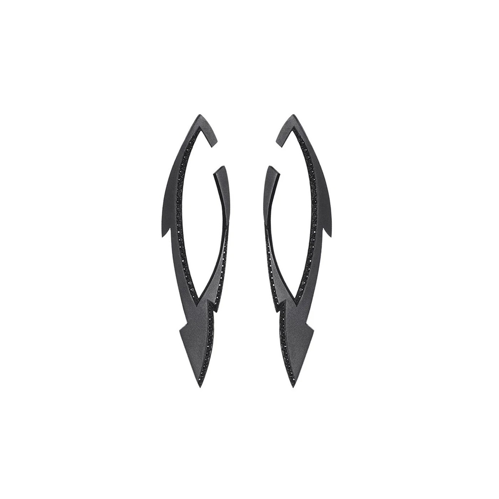 Akillis Titanium Tattoo Black Diamond Earrings ETA0002-NS