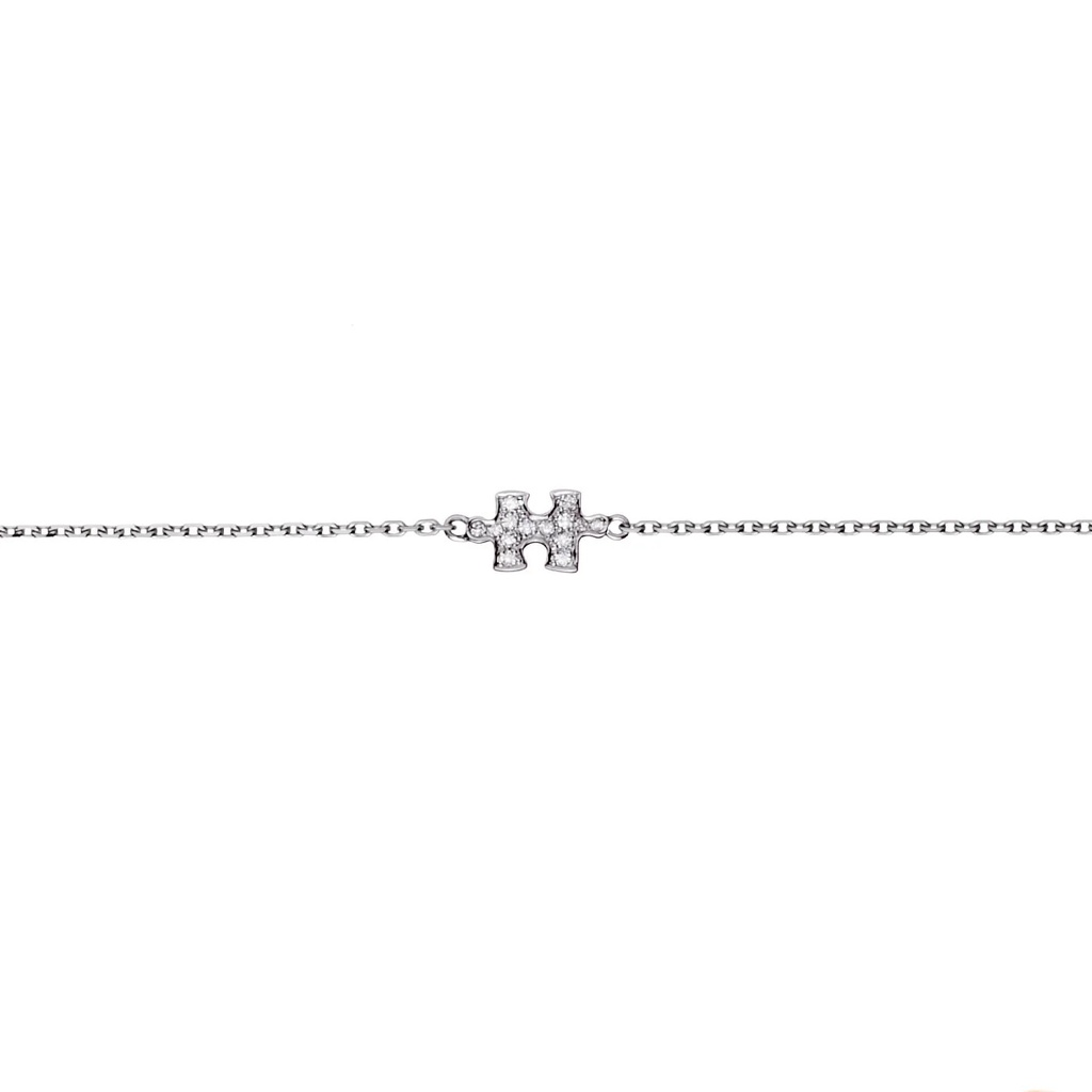 Akillis White Gold Mini Puzzle Diamond Chain Bracelet BMP0002-NS-15cm