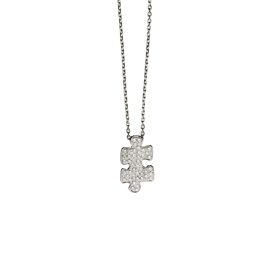 Akillis White Gold Mini Puzzle Diamond Necklace PMP0015-NS