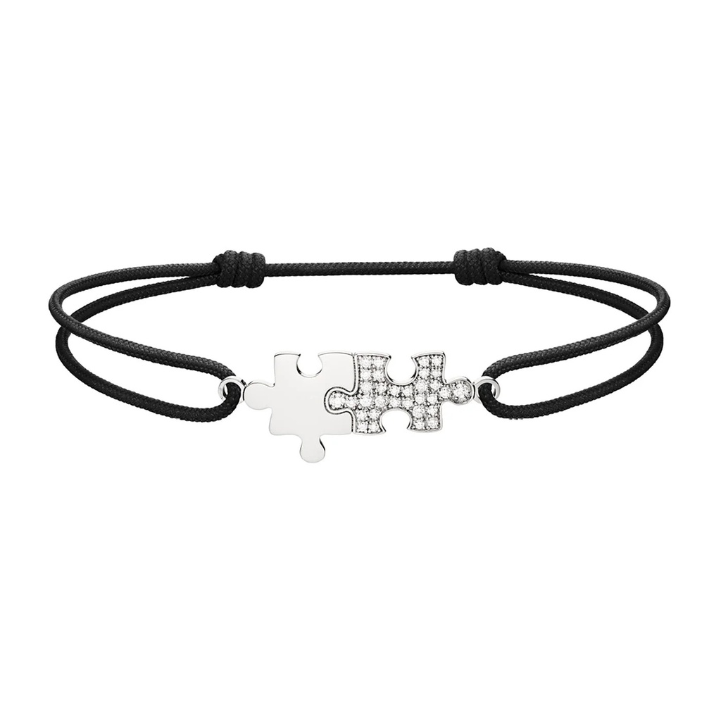 Akillis White Gold Puzzle Duo Diamond Cord Bracelet BPZ0038-NS-15cm