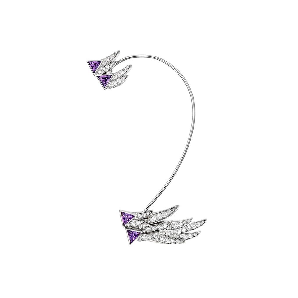 Akillis White Gold Spread Your Wings Amethyst Diamond Earring ECR0007-NS