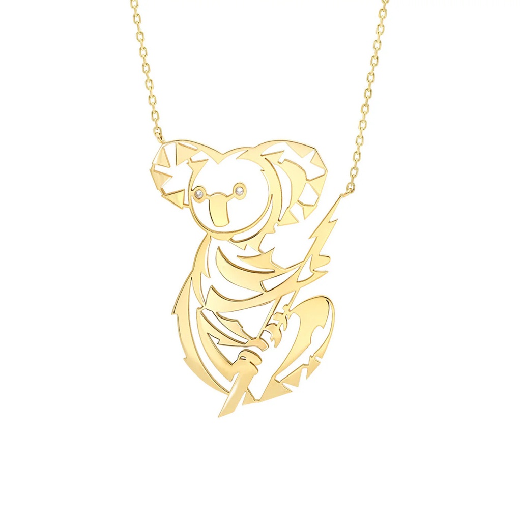 Akillis Yellow Gold Animal Tattoo Koala Diamond Necklace PTA0029-NS