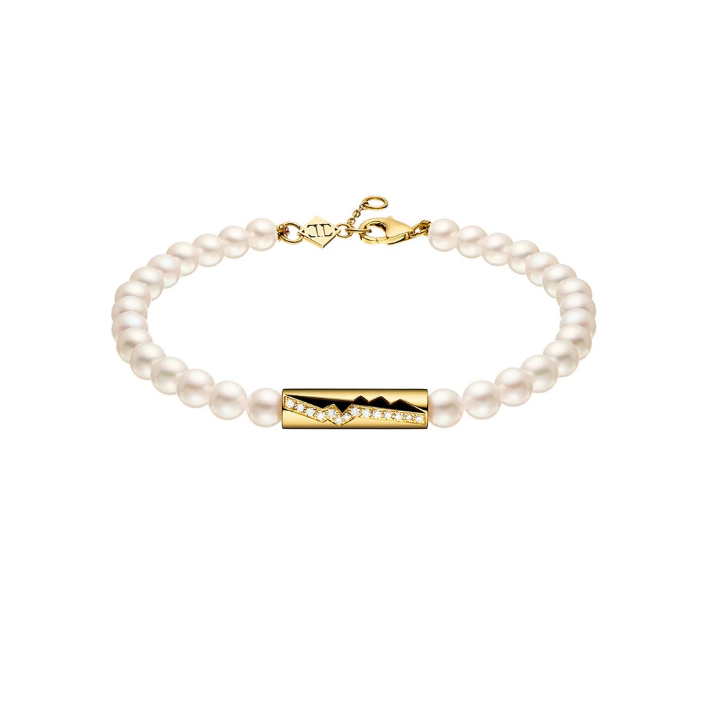 Akillis Yellow Gold Capture Amulet Pearls Bracelet