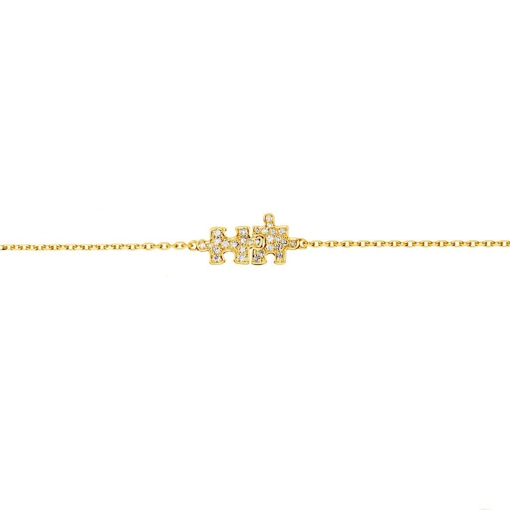 Akillis Yellow Gold Mini Puzzle Duo Diamond Chain Bracelet BMP0012-NS-15cm