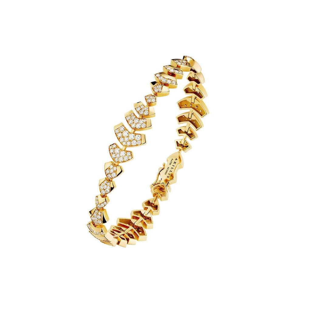 Akillis Yellow Gold Python Large Diamonds Articulated Bracelet