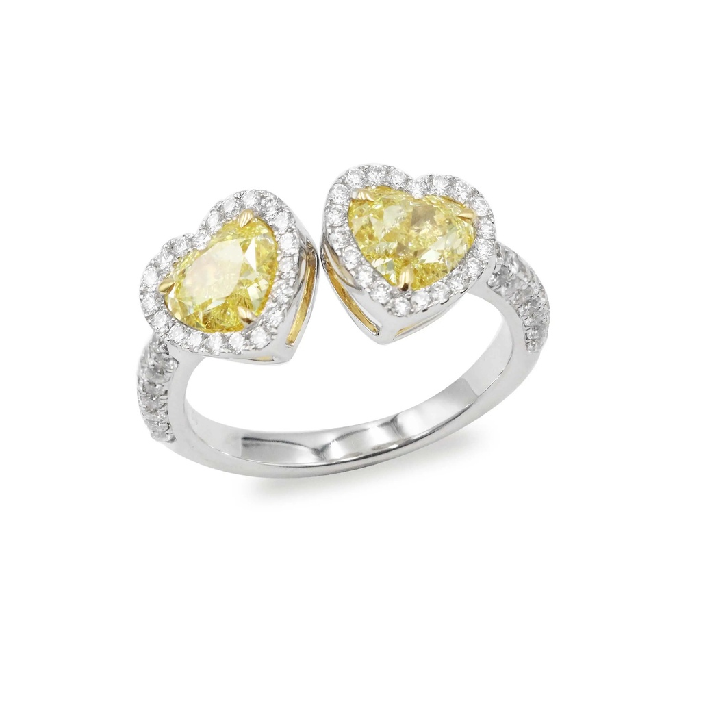 Frost Fratelli Fancy Intense Yellow & White Diamond Double Heart Ring