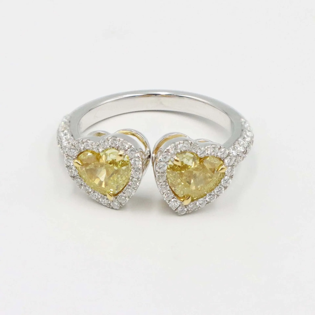 Frost Fratelli Fancy Intense Yellow & White Diamond Double Heart Ring #2
