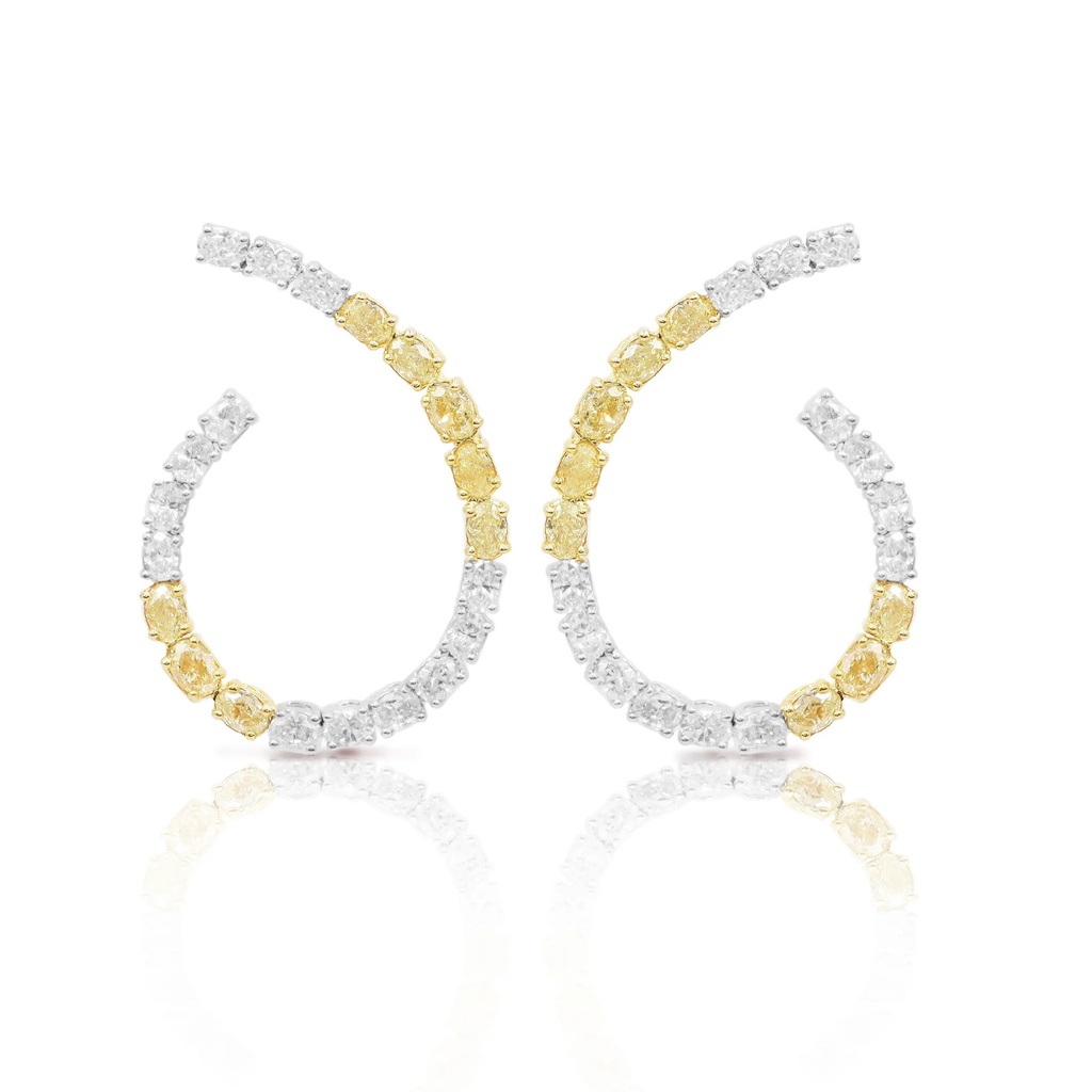 Frost Fratelli Fancy Yellow & White Diamond Gold Earrings FER-1229