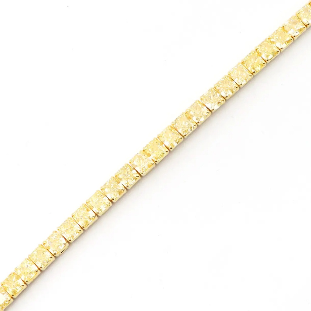 Frost Fratelli Fancy Yellow Diamond Cushion Cut Tennis Bracelet FBR-1372