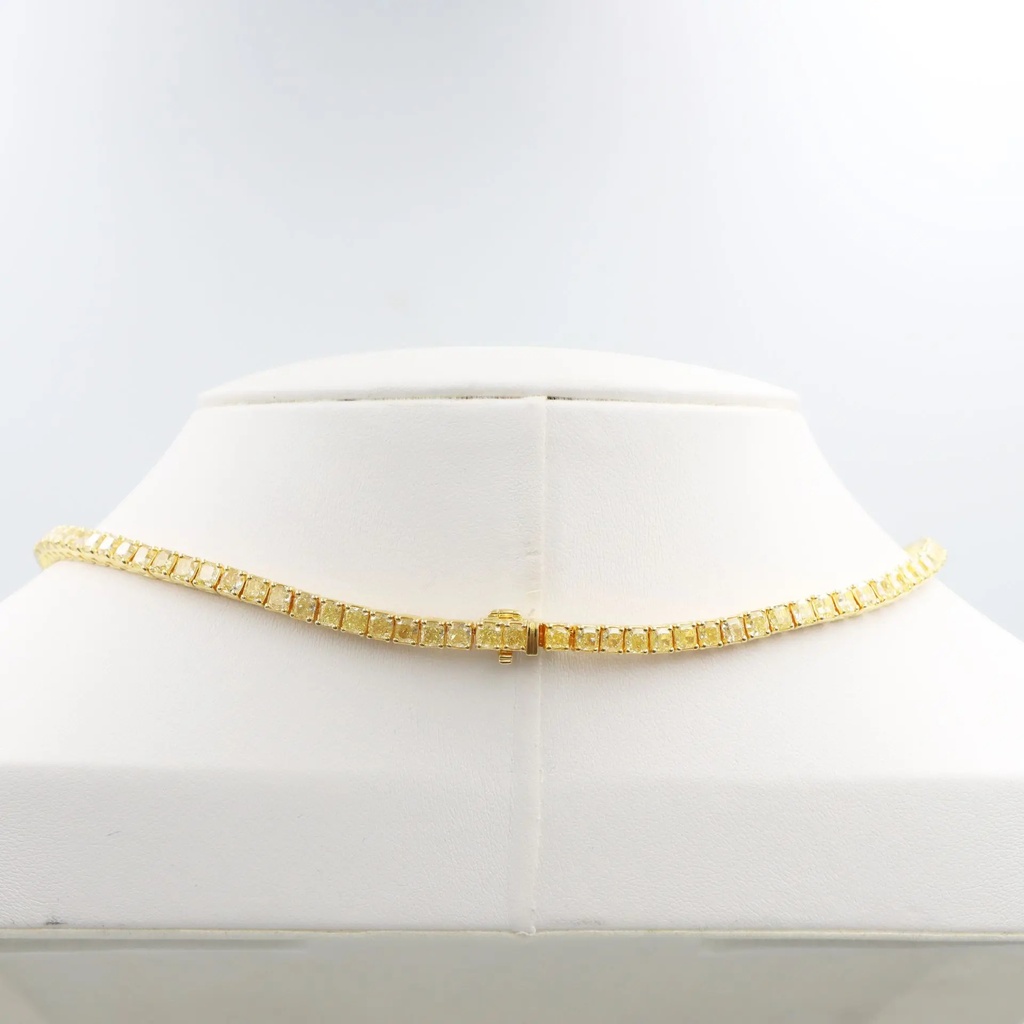 Frost Fratelli Fancy Yellow Diamond Cushion Cut Tennis Necklace FN-1425 #3