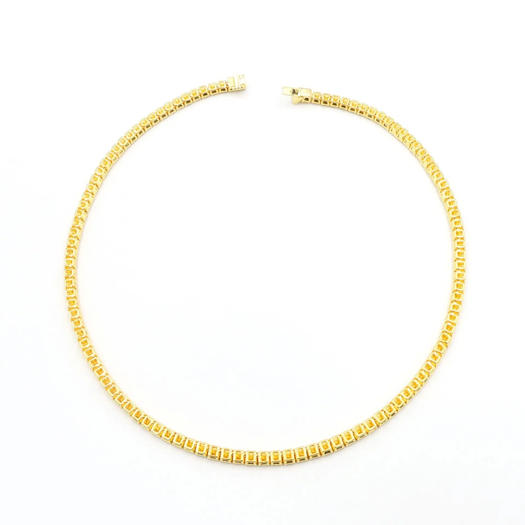 Frost Fratelli Fancy Yellow Diamond Cushion Cut Tennis Necklace FN-1425 #4