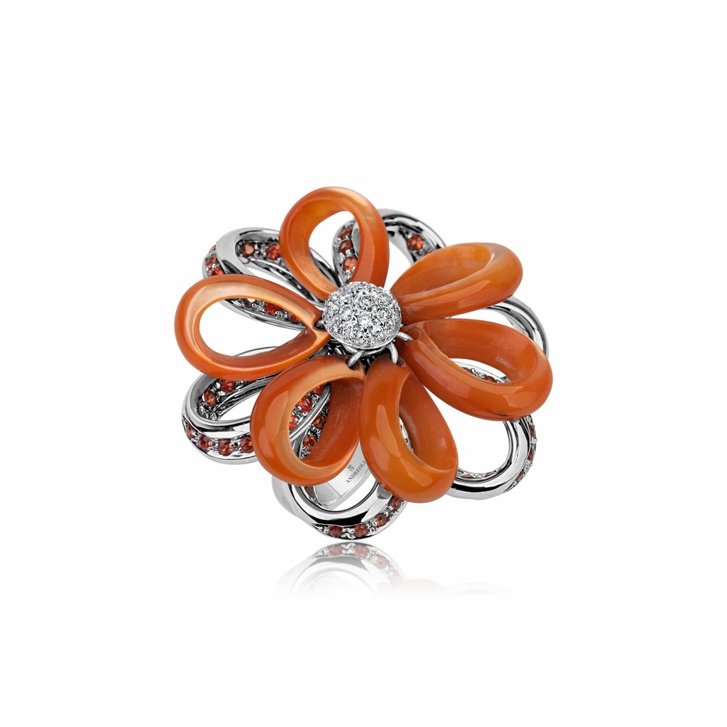 Andreoli Orange Flower Ring R4255