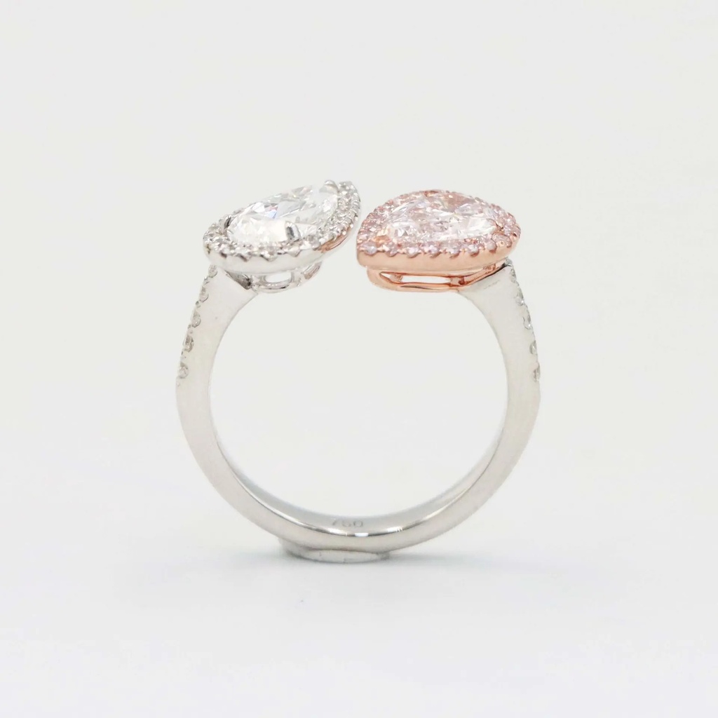 Frost Fratelli Pink & White Diamond Double Pear Ring #4