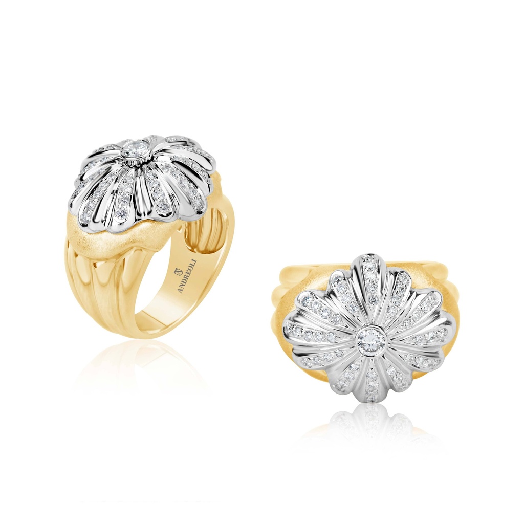Andreoli Rose Gold Diamond Ring Yellow Gold R177 #2