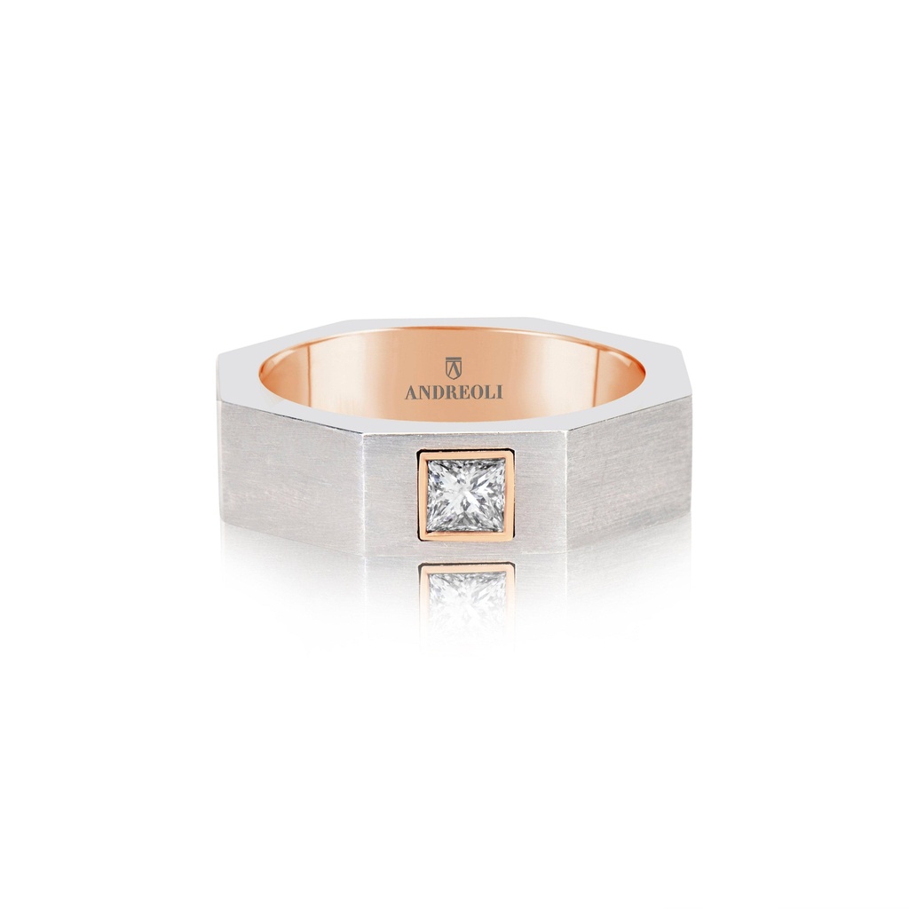 Andreoli Rose Gold Princess Cut Diamond Ring Rose Gold R595 #2