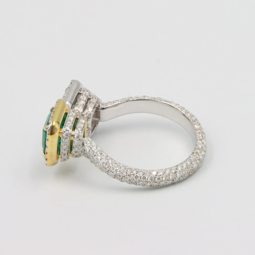 Frost Fratelli White Diamond & Emerald Double Stone Ring #2