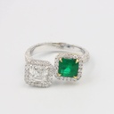 Frost Fratelli White Diamond & Emerald Double Stone Ring #4