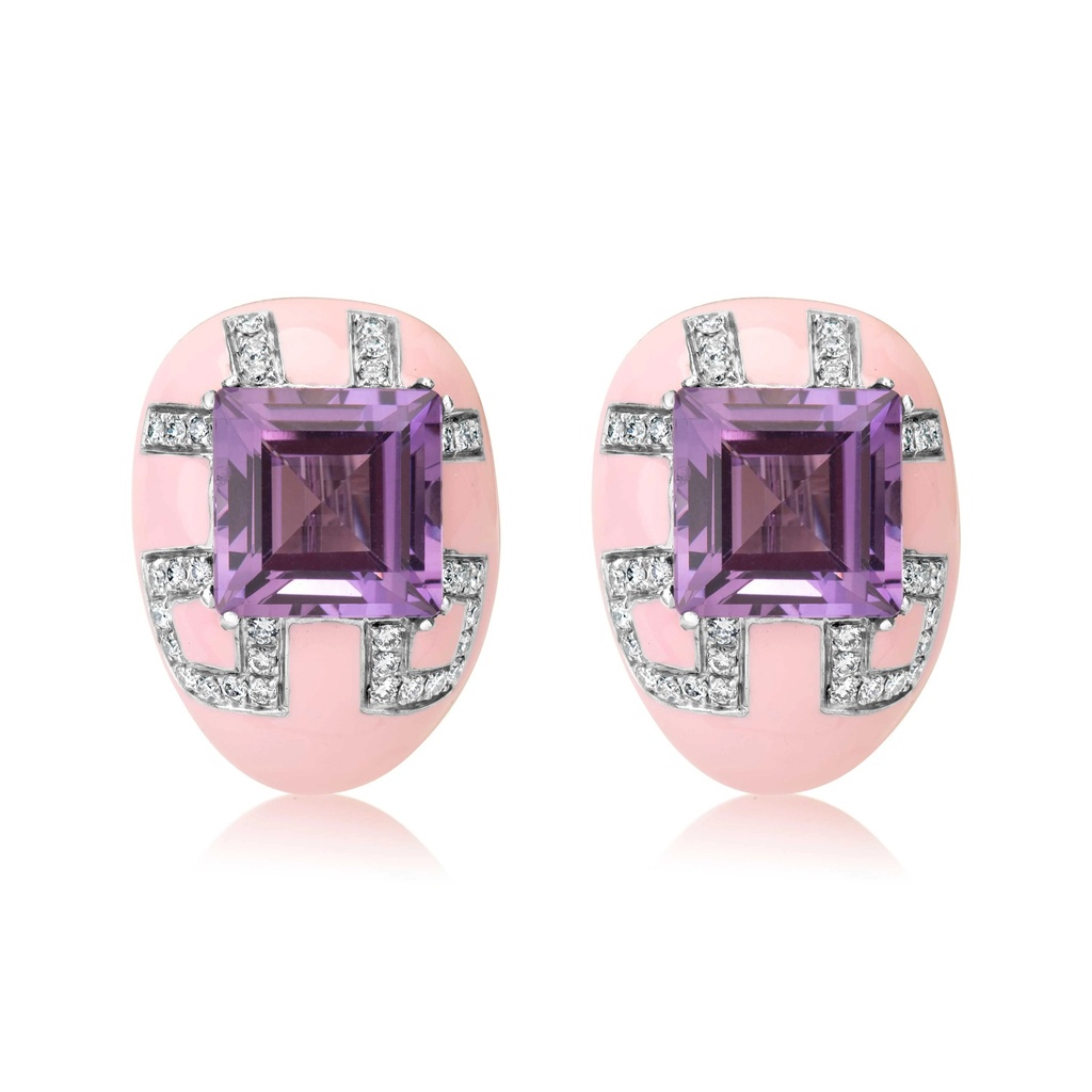 Andreoli White Gold Alia Amethyst Earrings E3810