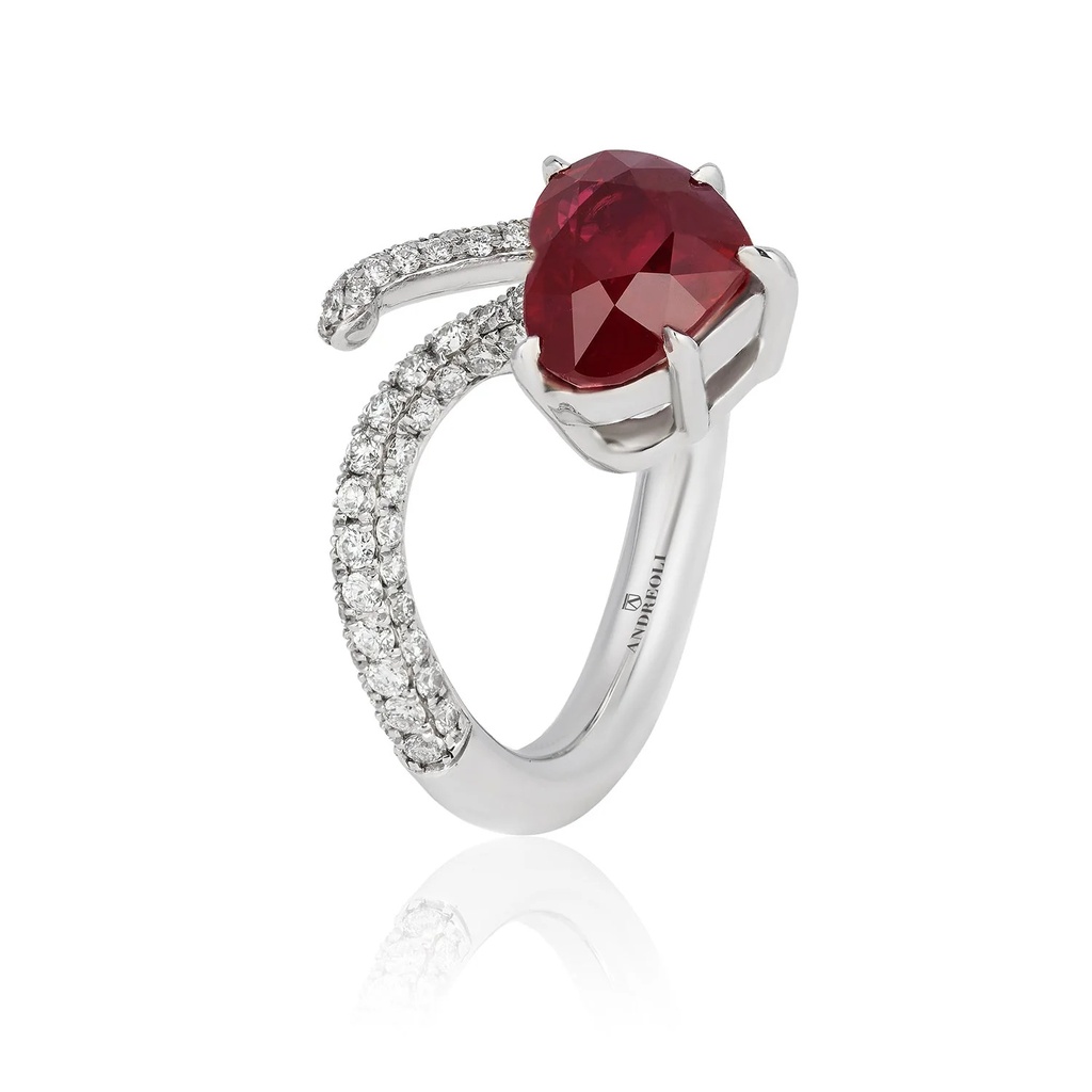 Andreoli White Gold Amore Ruby Heart Ring R-CDZ199 #2